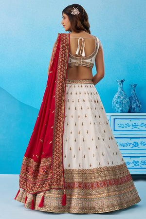 White Embroidered Chinon Lehenga (ACA5932)