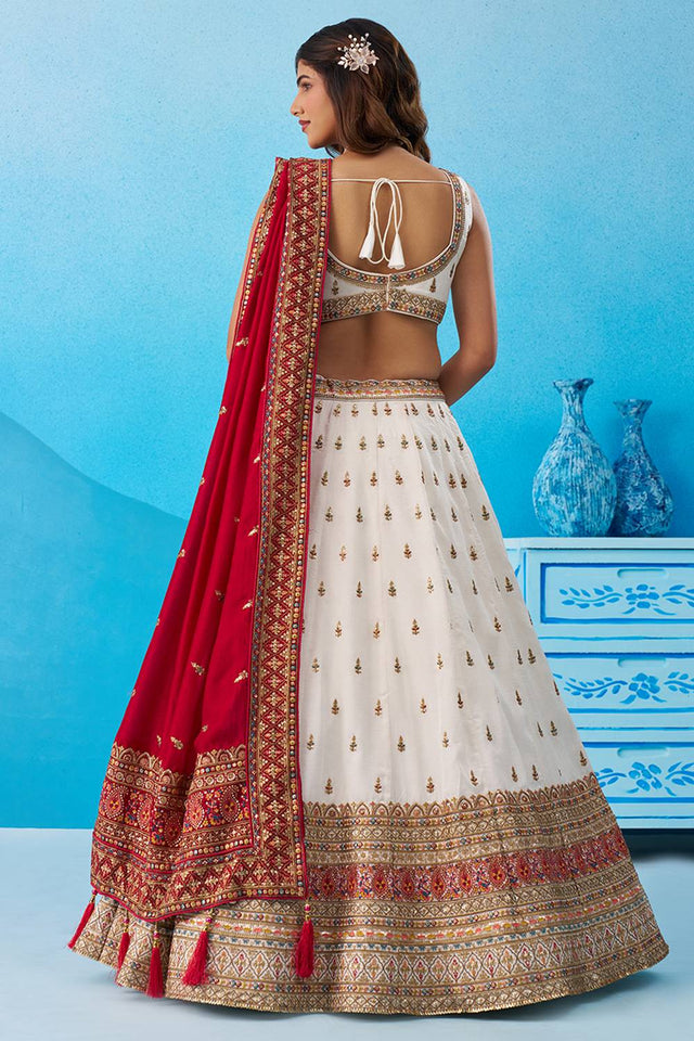 White Embroidered Chinon Lehenga (ACA5932)