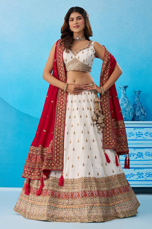 White Embroidered Chinon Lehenga (ACA5932)