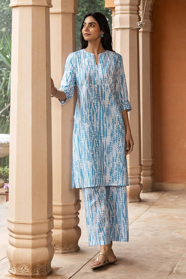 Blue Printed Cotton Co-Ord Set (ACA6010)