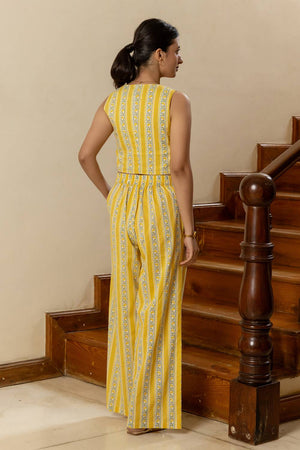Yellow Printed Cotton Co-Ord Set (ACA6011)