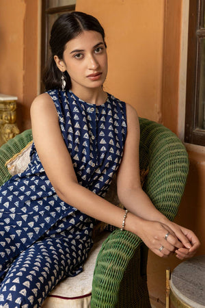 Blue Printed Cotton Co-Ord Set (ACA6012)