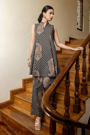 Black Printed Cotton Co-Ord Set (ACA6013)