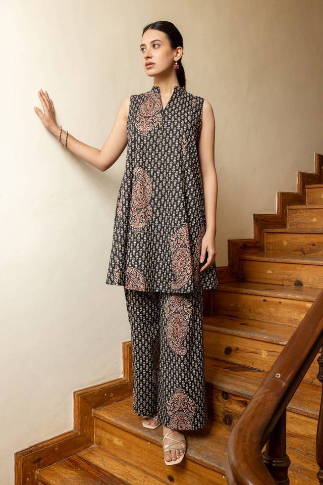 Black Printed Cotton Co-Ord Set (ACA6013)