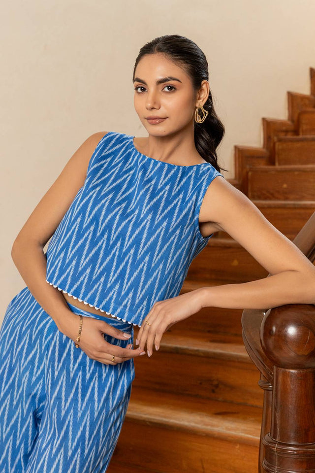 Blue Printed Cotton Co-Ord Set (ACA6014)