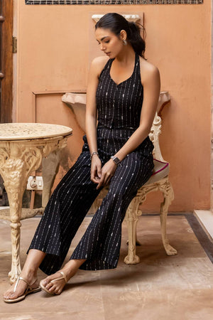 Black Printed Cotton Co-Ord Set (ACA6016)