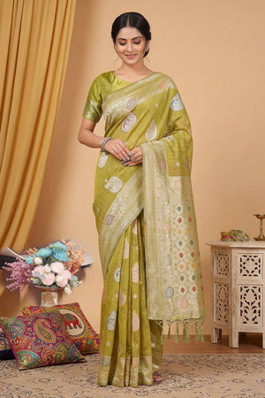 Mustard Woven Linen Saree (ACA6098)