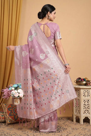 Violet Woven Linen Saree (ACA6100)