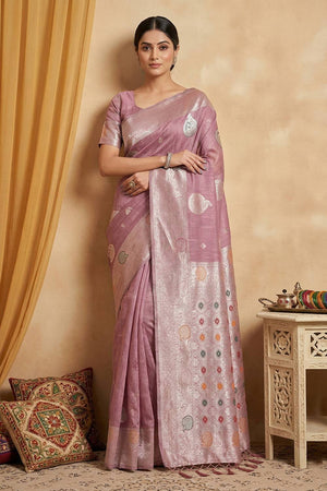 Violet Woven Linen Saree (ACA6100)