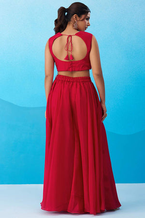Pink Floral Embroidered Crepe Co-Ord Set (ACA6151)
