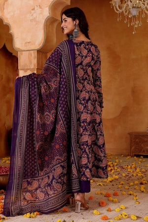 Violet Printed Rayon Kurti Pant Set (ACA6156)