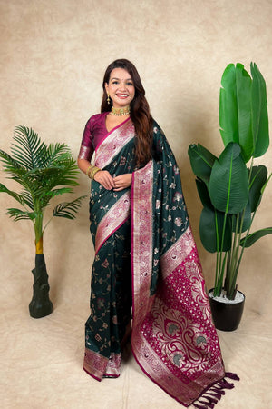 Green Woven Banarasi Silk Saree (ACA6202)