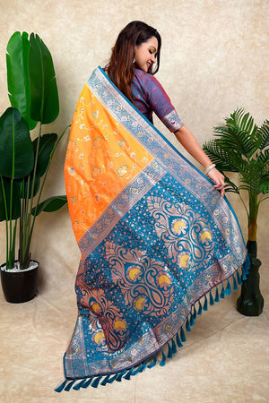 Orange Woven Banarasi Silk Saree (ACA6205)