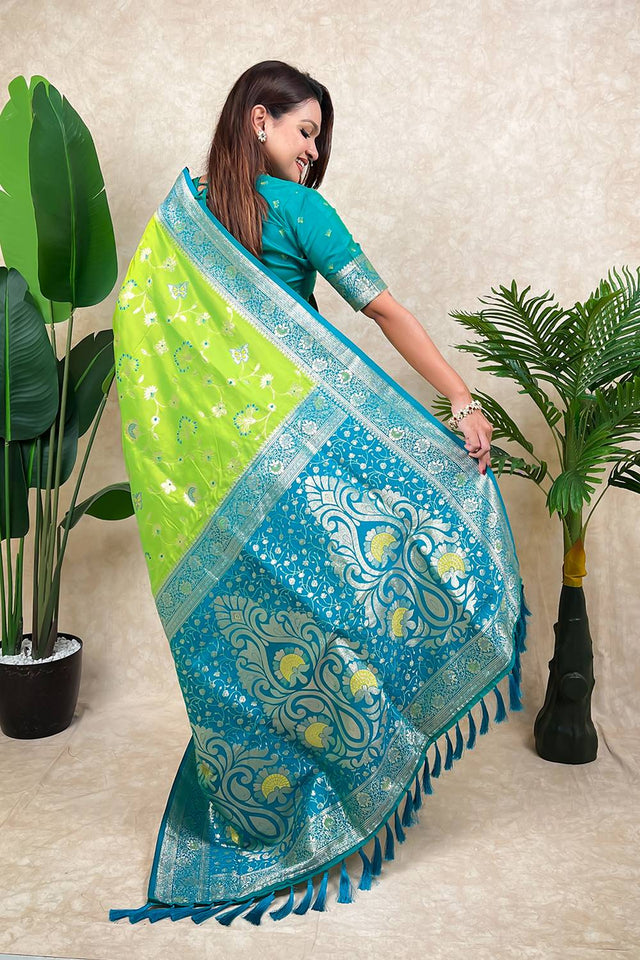 Olive Woven Banarasi Silk Saree (ACA6208)