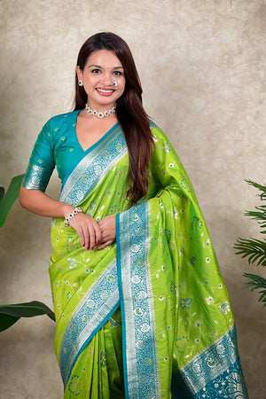 Olive Woven Banarasi Silk Saree (ACA6208)