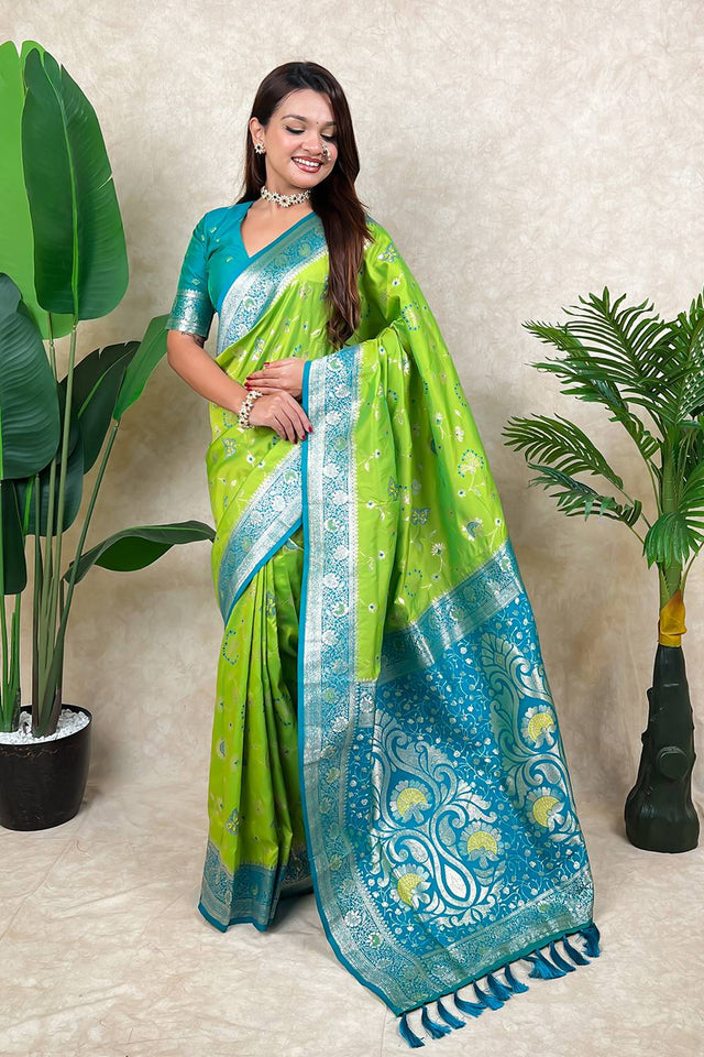Olive Woven Banarasi Silk Saree (ACA6208)