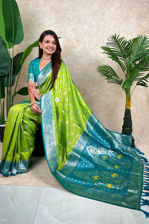 Olive Woven Banarasi Silk Saree (ACA6208)