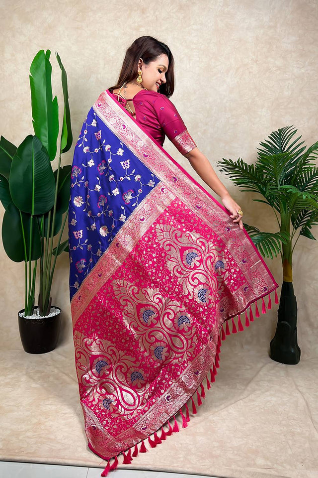 Violet Woven Banarasi Silk Saree (ACA6210)
