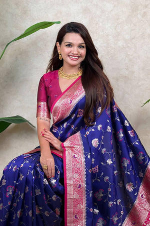 Violet Woven Banarasi Silk Saree (ACA6210)