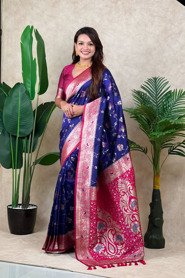 Violet Woven Banarasi Silk Saree (ACA6210)