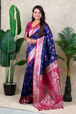 Violet Woven Banarasi Silk Saree (ACA6210)