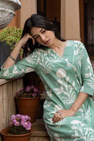 Pista Floral Printed Cotton Co-Ord Set (ACA6212)