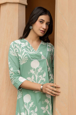 Pista Floral Printed Cotton Co-Ord Set (ACA6212)