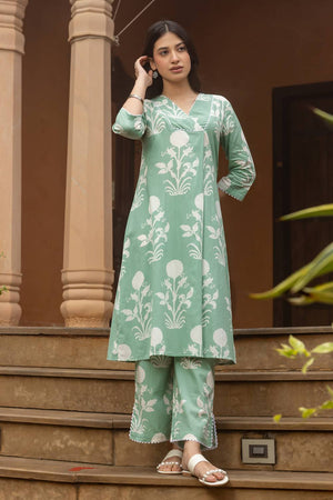 Pista Floral Printed Cotton Co-Ord Set (ACA6212)