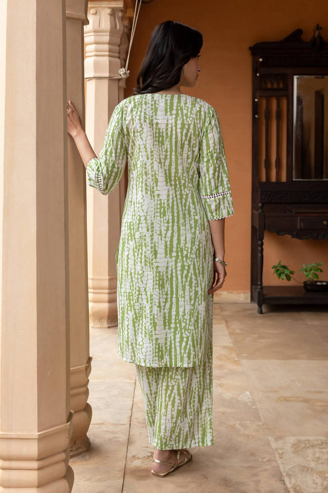 Green Printed Cotton Co-Ord Set (ACA6213)