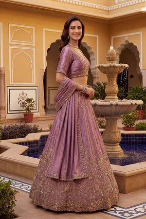 Pink Sequin with Floral Embroidered Organza Lehenga (ACA6225)