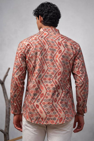 Mens Multi Color Printed Linen Kurta Top (ACA6235)