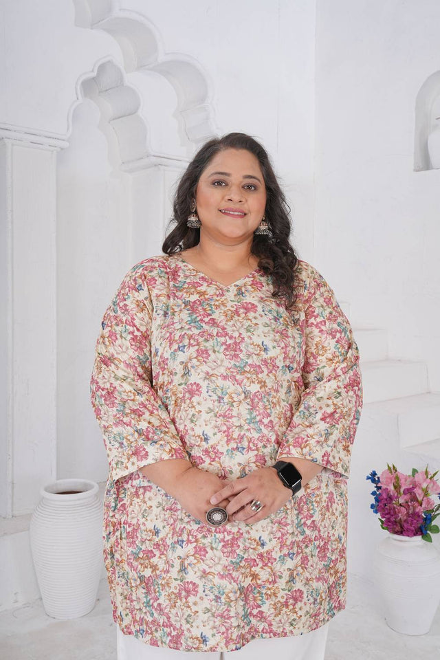 Multy Floral Printed Rayon Short Kurtis (ACA6247)