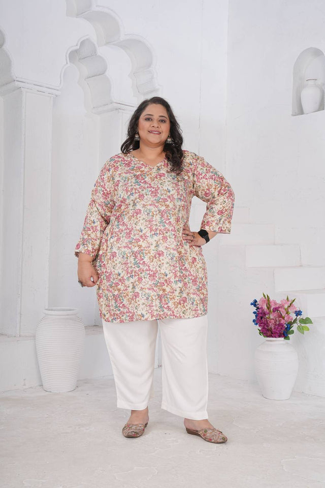 Multy Floral Printed Rayon Short Kurtis (ACA6247)