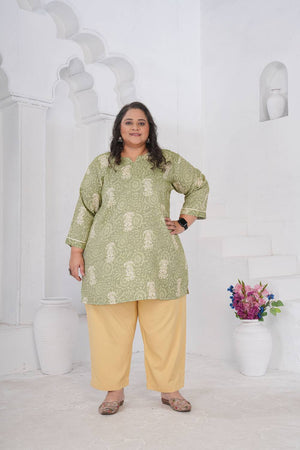 Pista Floral Printed Rayon Short Kurtis (ACA6251)