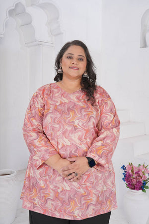 Purple Floral Printed Rayon Short Kurtis (ACA6252)