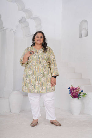 Grey Floral Printed Rayon Short Kurtis (ACA6257)