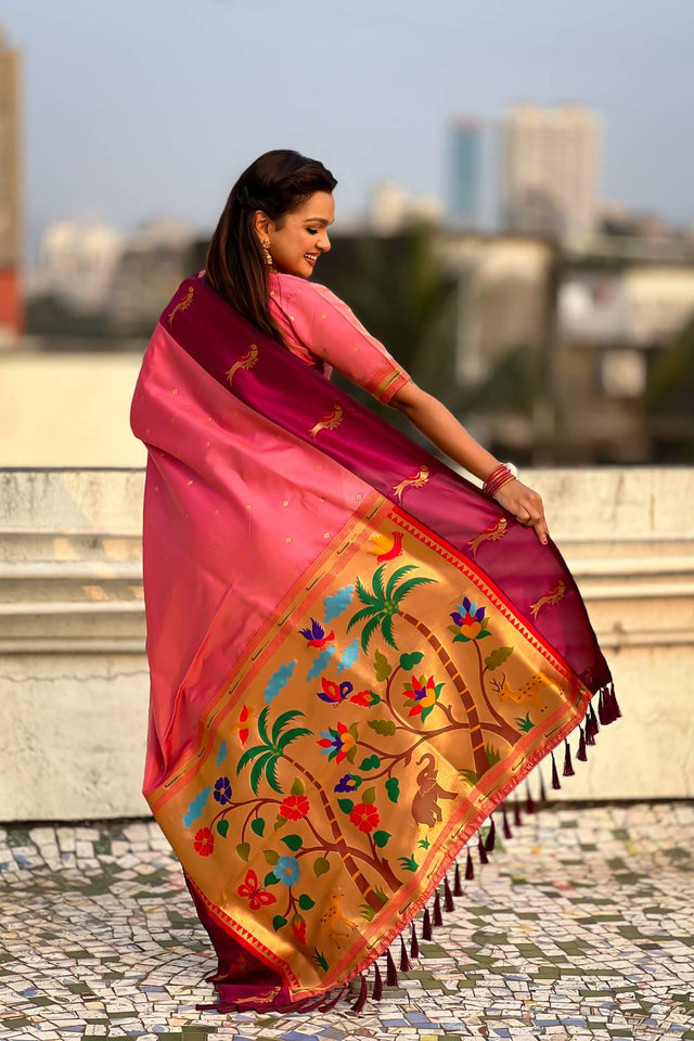 Light Pink Woven Silk Saree (ACA6370)