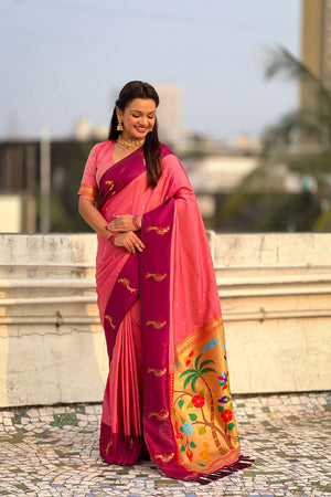 Light Pink Woven Silk Saree (ACA6370)