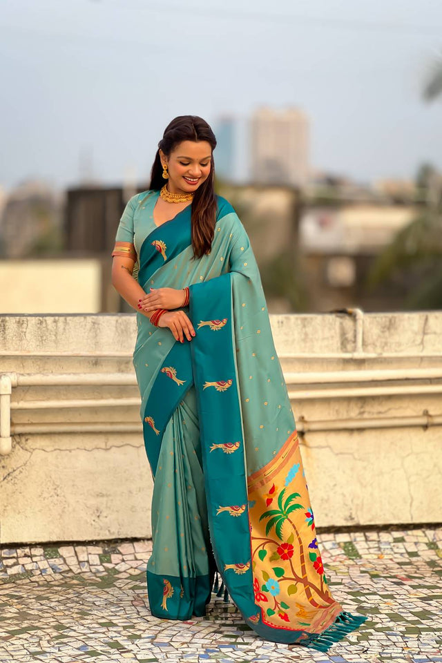 Blue Woven Silk Saree (ACA6374)