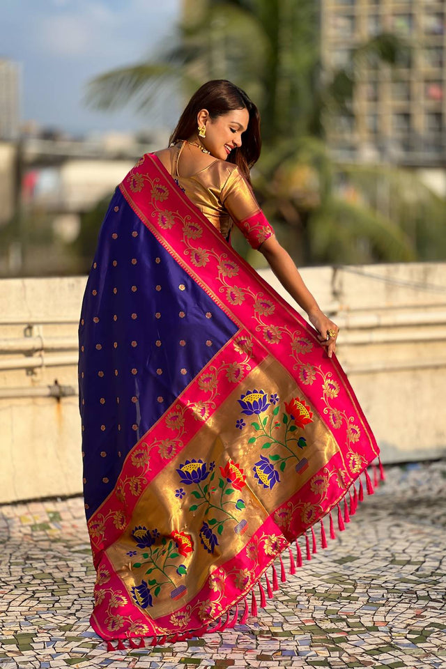 Violet Woven Soft Silk Saree (ACA6415)
