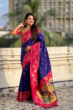 Violet Woven Soft Silk Saree (ACA6415)