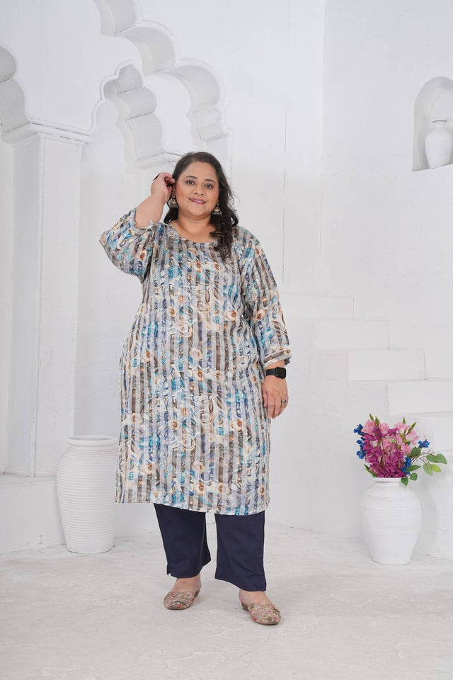 Multi Color Floral Printed Rayon Long Kurtis (ACA6416)