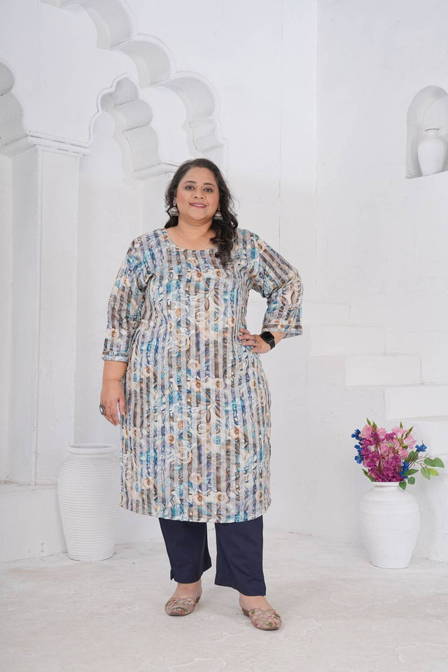 Multi Color Floral Printed Rayon Long Kurtis (ACA6416)
