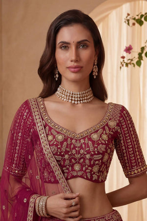 Pink Sequin with Embroidered Silk Lehenga (ACA6434)