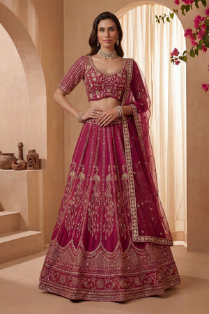 Pink Sequin with Embroidered Silk Lehenga (ACA6434)