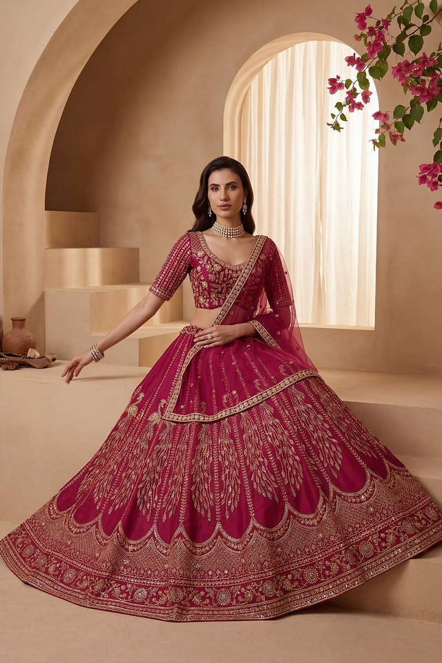 Pink Sequin with Embroidered Silk Lehenga (ACA6434)