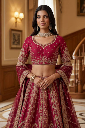 Pink Sequin with Embroidered Silk Lehenga (ACA6438)