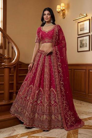 Pink Sequin with Embroidered Silk Lehenga (ACA6438)