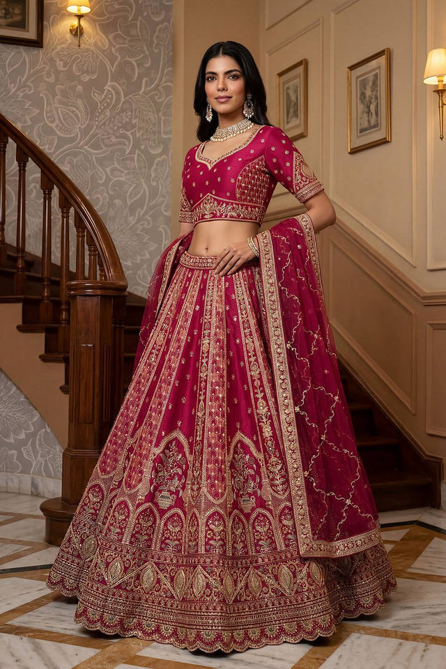 Pink Sequin with Embroidered Silk Lehenga (ACA6438)