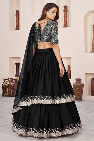 Black Sequin Georgette Lehenga (ACA6562)